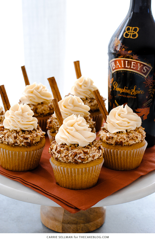 Bailey's Pumpkin Spice Cupcakes | by Carrie Sellman for TheCakeBlog.com
