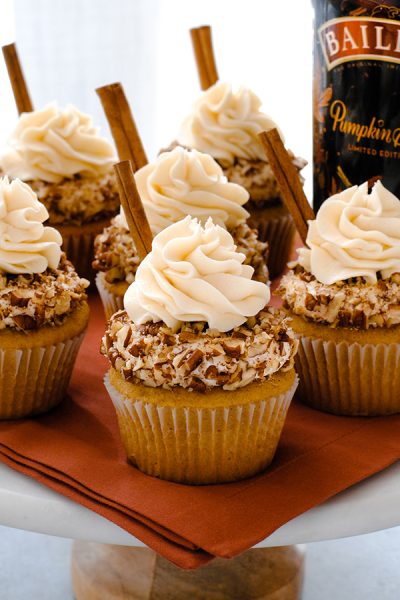 Bailey's Pumpkin Spice Cupcakes | by Carrie Sellman for TheCakeBlog.com