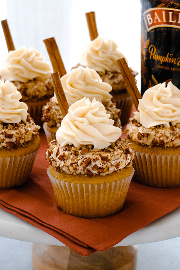Bailey's Pumpkin Spice Cupcakes | by Carrie Sellman for TheCakeBlog.com