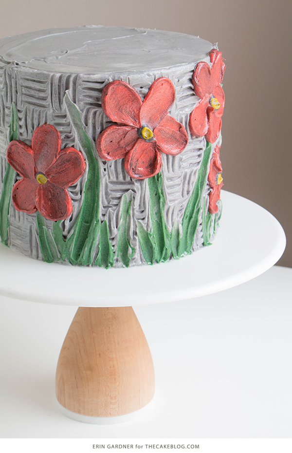 Buttercream Palette Knife Painted Cake - how to paint a cake using buttercream frosting, a spatula and an oil painting technique | by Erin Gardner for TheCakeBlog.com