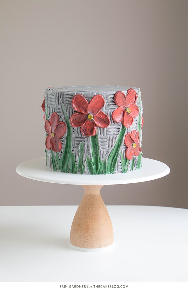 Buttercream Palette Knife Painted Cake - how to paint a cake using buttercream frosting, a spatula and an oil painting technique | by Erin Gardner for TheCakeBlog.com