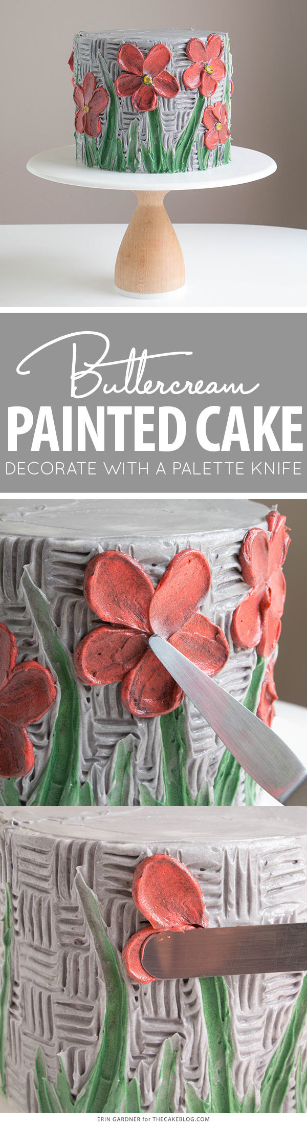 Buttercream Palette Knife Painted Cake - how to paint a cake using buttercream frosting, a spatula and an oil painting technique | by Erin Gardner for TheCakeBlog.com