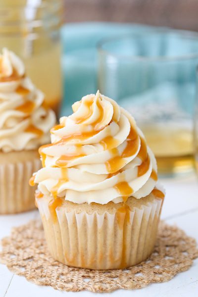 Caramel Bourbon Vanilla Cupcakes