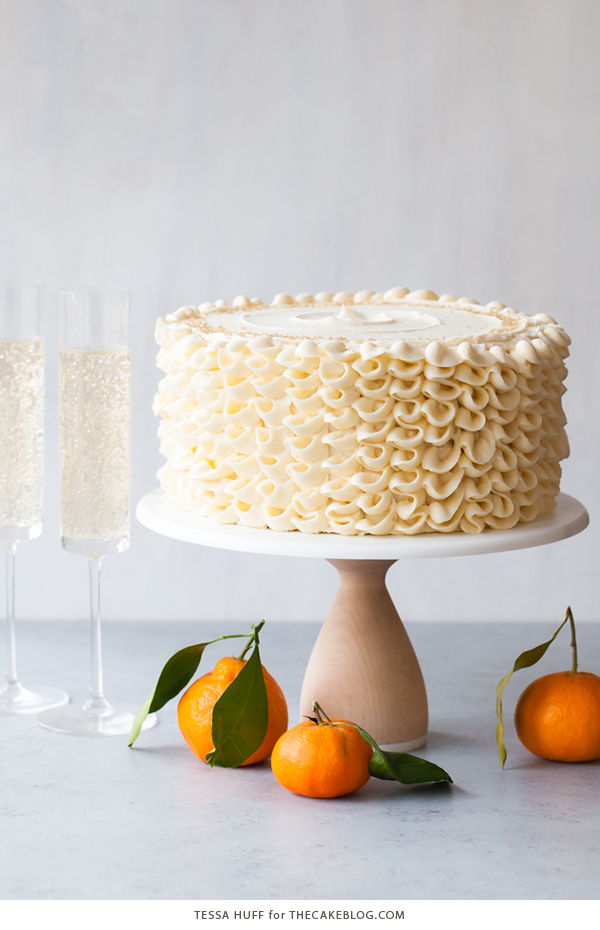 Champagne Mimosa Cake - tender, orange sponge cake smothered with silky champagne buttercream | by Tessa Huff for TheCakeBlog.com