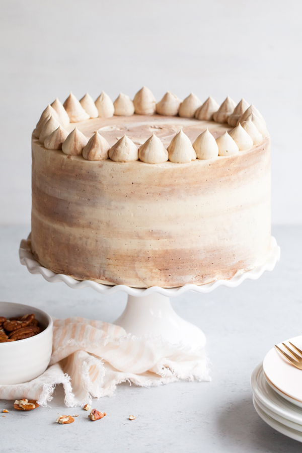 Chocolate Bourbon Pecan Cake | by Tessa Huff for TheCakeBlog.com