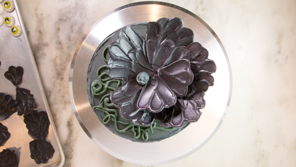 Chocolate Eyeball Flower - how to make a creepy black chocolate flower with an edible eyeball center | by Erin Gardner for TheCakeBlog.com