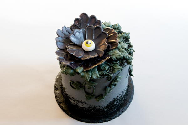 Chocolate Eyeball Flower - how to make a creepy black chocolate flower with an edible eyeball center | by Erin Gardner for TheCakeBlog.com