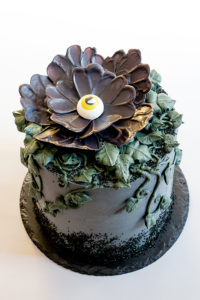 Chocolate Eyeball Flower - how to make a creepy black chocolate flower with a chocolate eyeball center | by Erin Gardner for TheCakeBlog.com