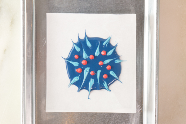 Chocolate Fireworks Cake - how to make red, white and blue fireworks out of chocolate | by Erin Gardner for TheCakeBlog.com