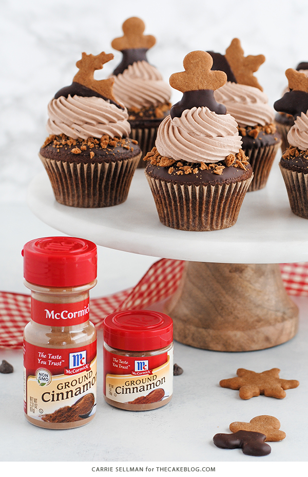 Chocolate Gingerbread Cupcakes | by Carrie Sellman for TheCakeBlog.com