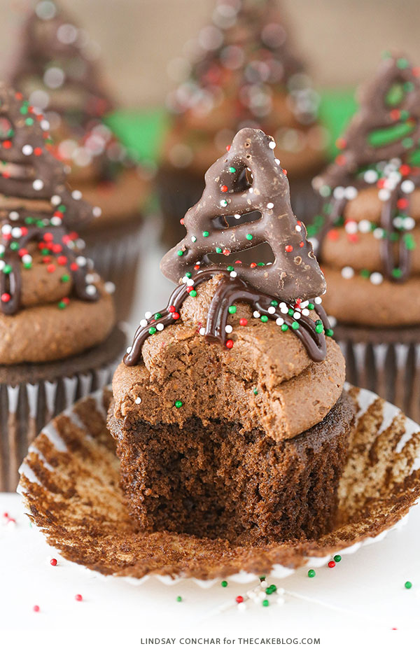 Chocolate Pretzel Cupcakes - salty sweet holiday cupcake | Lindsay Conchar for TheCakeBlog.com