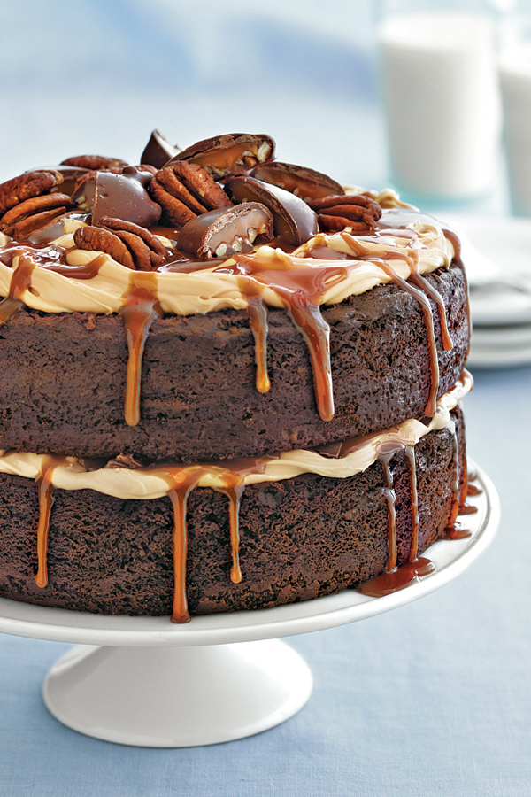 Chocolate Turtle Cake Recipe | from The Southern Cake Book by Southern Living on TheCakeBlog.com
