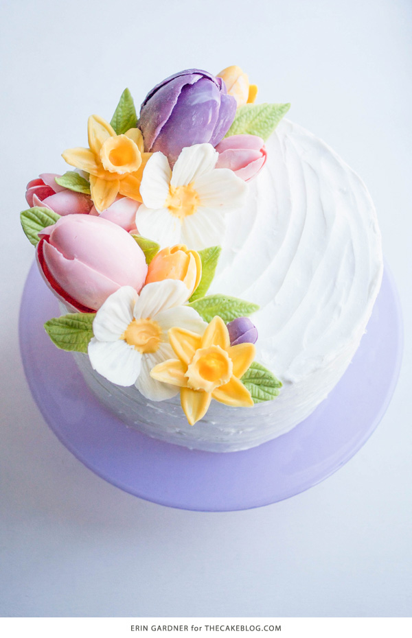 Chocolate Daffodils - how to make a chocolate flower cake, featuring chocolate daffodils | by Erin Gardner for TheCakeBlog.com