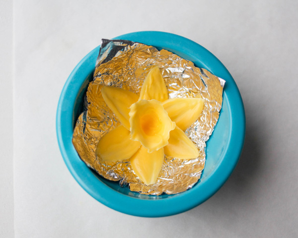 Chocolate Daffodils - how to make a chocolate flower cake, featuring chocolate daffodils | by Erin Gardner for TheCakeBlog.com