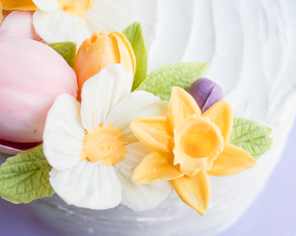 Chocolate Daffodils - how to make a chocolate flower cake, featuring chocolate daffodils | by Erin Gardner for TheCakeBlog.com