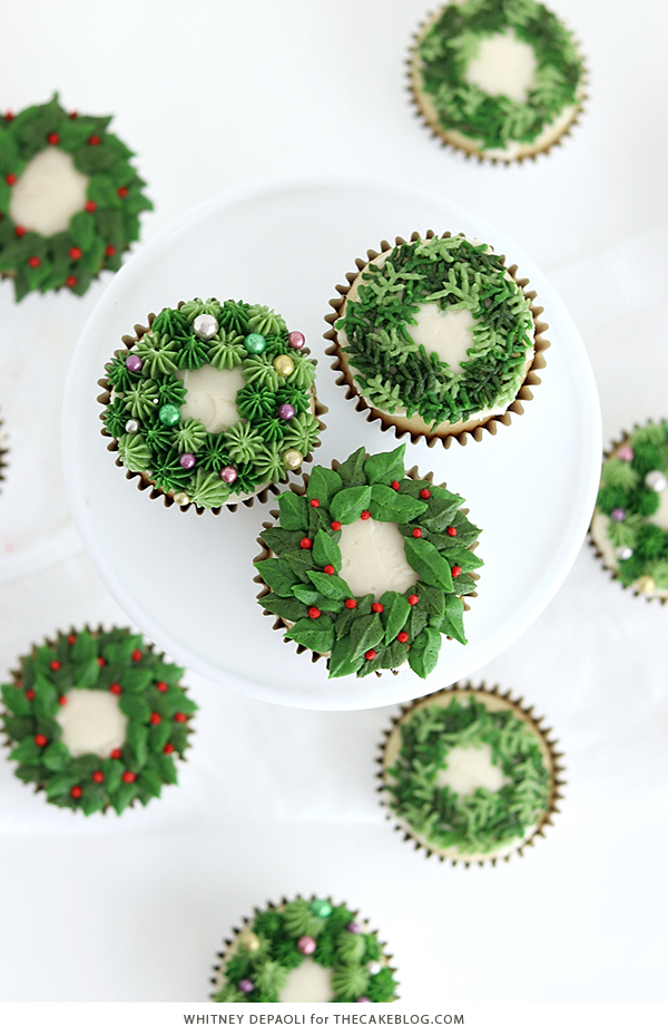 Christmas Wreath Cupcakes | by Whitney DePaoli for TheCakeBlog.com