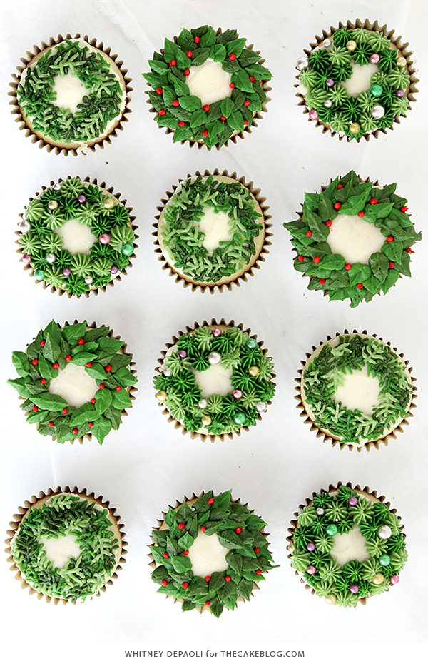 Christmas Wreath Cupcakes | by Whitney DePaoli for TheCakeBlog.com