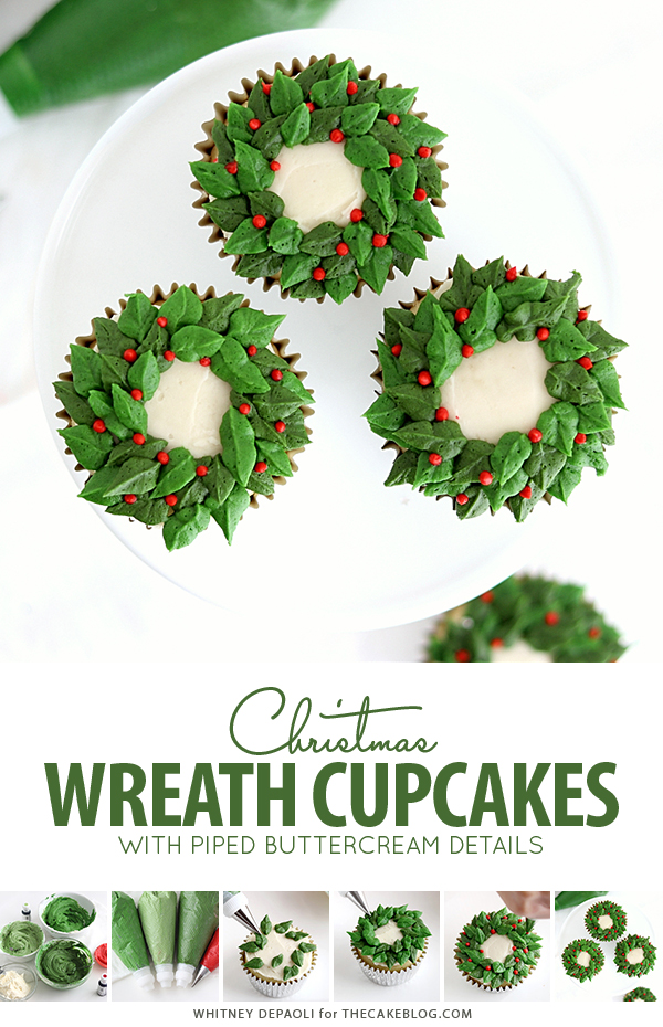 Christmas Wreath Cupcakes | by Whitney DePaoli for TheCakeBlog.com