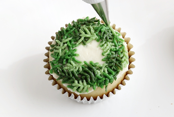 Christmas Wreath Cupcakes | by Whitney DePaoli for TheCakeBlog.com