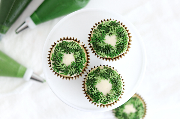 Christmas Wreath Cupcakes | by Whitney DePaoli for TheCakeBlog.com