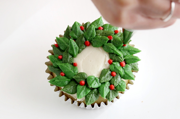 Christmas Wreath Cupcakes | by Whitney DePaoli for TheCakeBlog.com