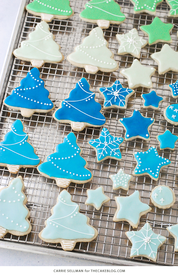 Decorated Sugar Cookies - vanilla bean sugar cookies with a simple glaze icing for easy yet beautiful Christmas cookies | by Carrie Sellman for TheCakeBlog.com