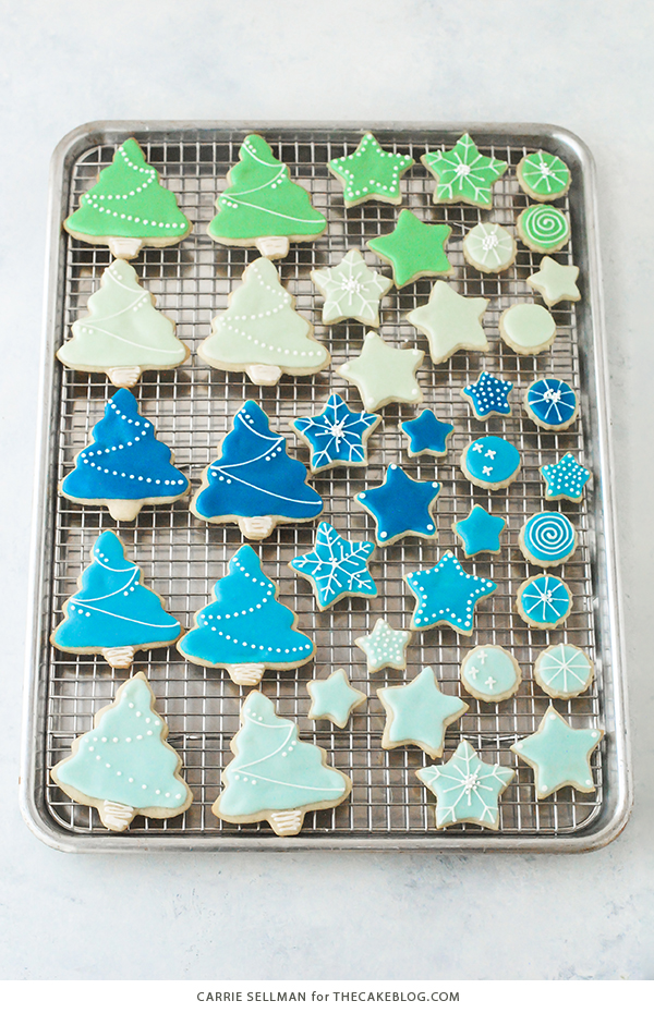 Decorated Sugar Cookies - vanilla bean sugar cookies with a simple glaze icing for easy yet beautiful Christmas cookies | by Carrie Sellman for TheCakeBlog.com
