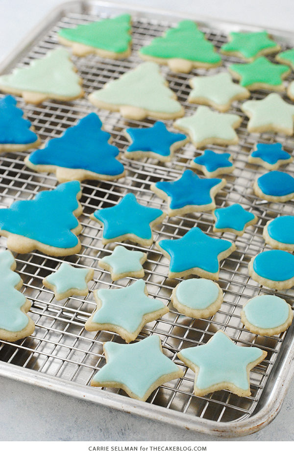 Decorated Sugar Cookies - vanilla bean sugar cookies with a simple glaze icing for easy yet beautiful Christmas cookies | by Carrie Sellman for TheCakeBlog.com