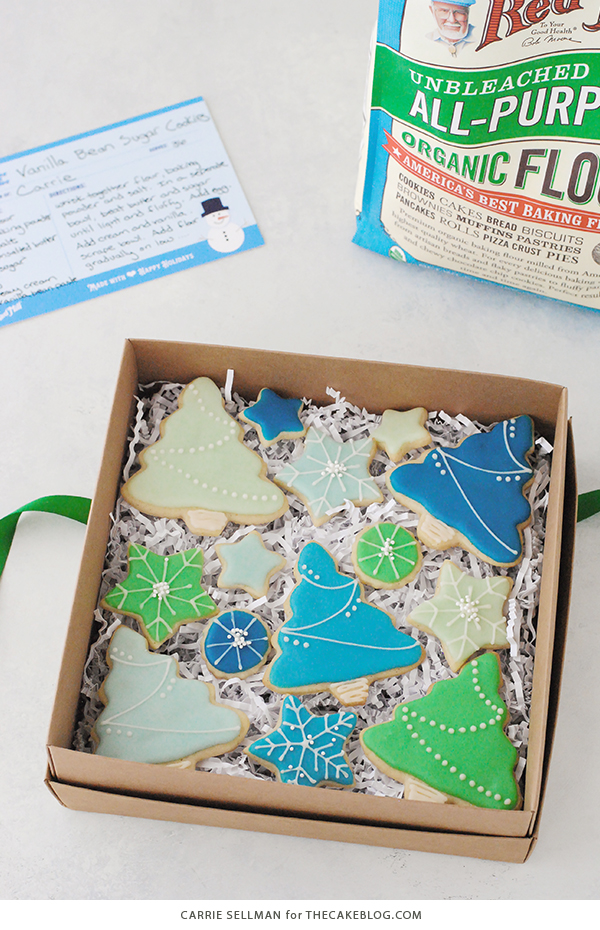 Decorated Sugar Cookies - vanilla bean sugar cookies with a simple glaze icing for easy yet beautiful Christmas cookies | by Carrie Sellman for TheCakeBlog.com