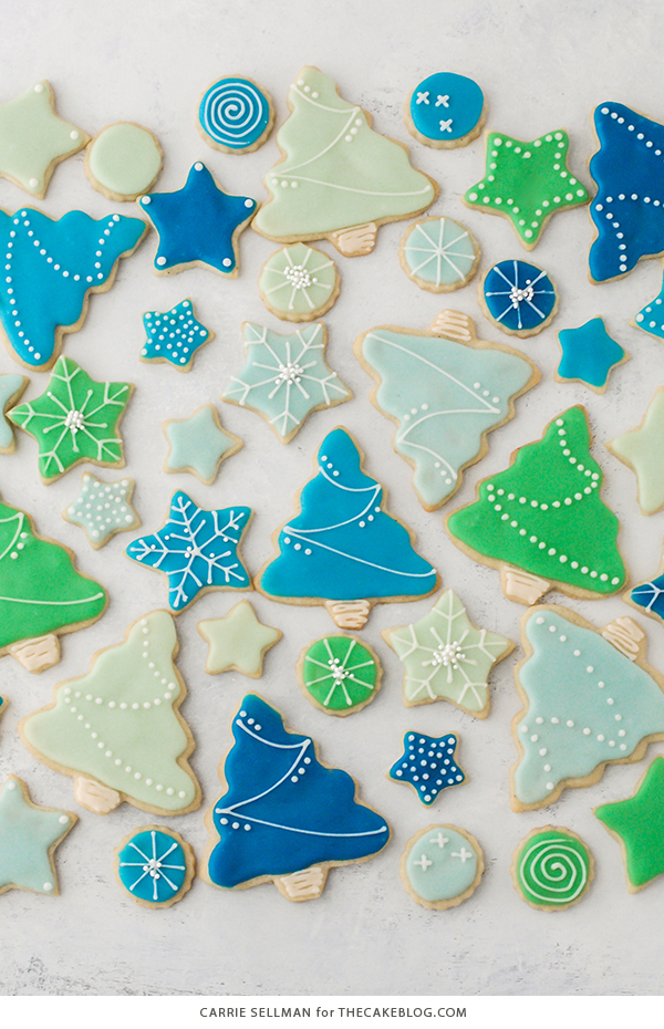 Decorated Sugar Cookies - vanilla bean sugar cookies with a simple glaze icing for easy yet beautiful Christmas cookies | by Carrie Sellman for TheCakeBlog.com
