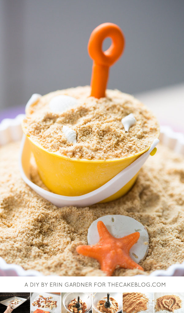 DIY Cake Sand | make edible sand from extra cake scraps. Great for beach and pool party cakes! | by Erin Gardner for TheCakeBlog.com