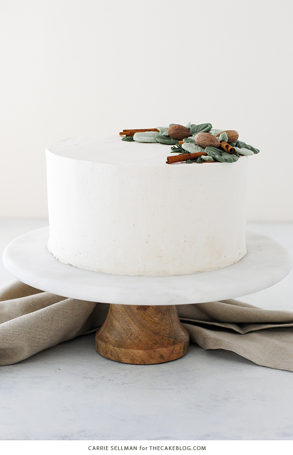 Eggnog Cake - a rich eggnog cake with hints of cinnamon and nutmeg, paired with a creamy eggnog buttercream | by Carrie Sellman for TheCakeBlog.com