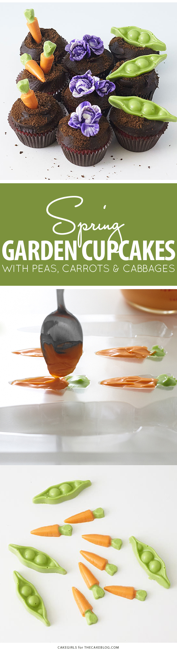 Garden Cupcakes - learn how to make these spring garden themed cupcakes | by Cakegirls for TheCakeBlog.com 