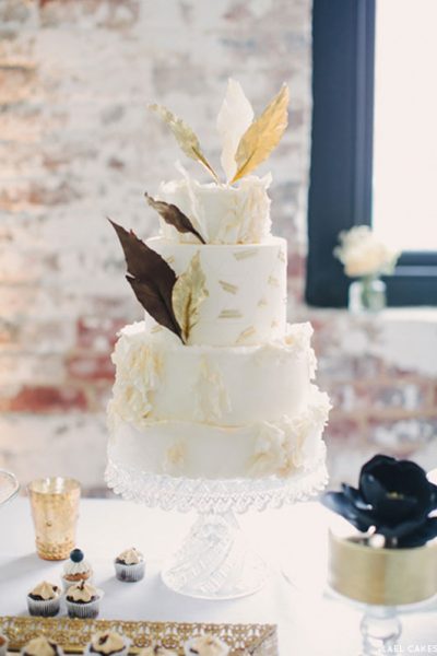 Chevron & Gold Dessert Table