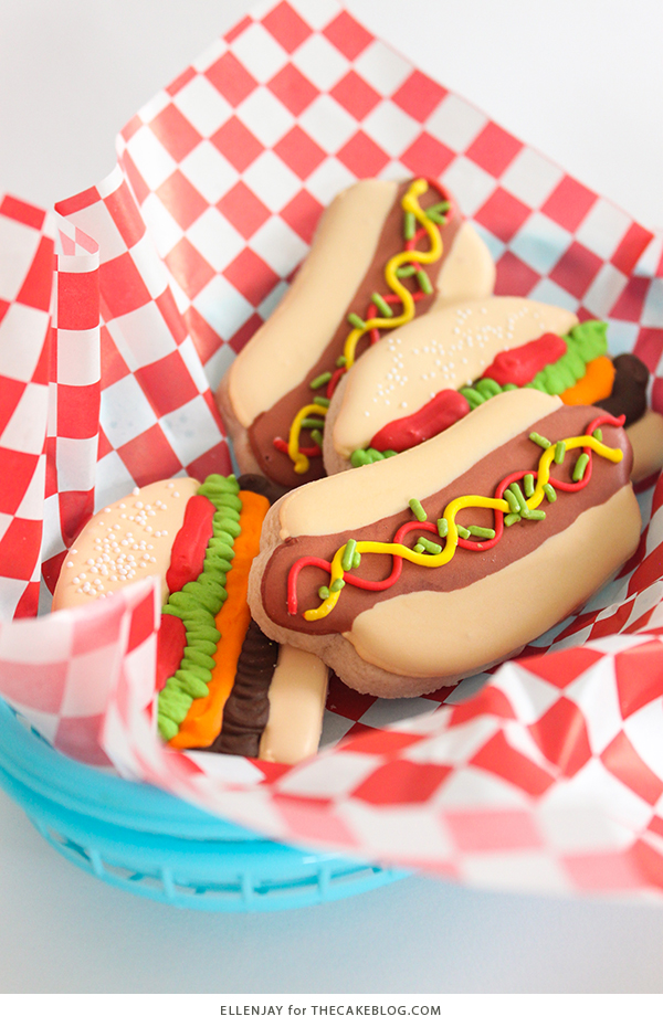 Hamburger & Hot Dog Sugar Cookies | by ellenJAY for TheCakeBlog.com