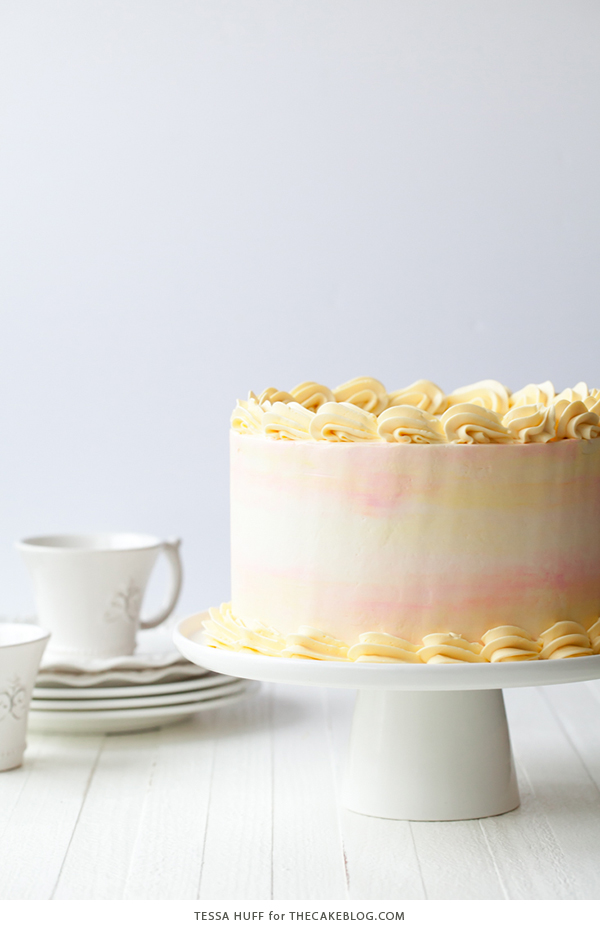 Lemon Honey Apricot Cake - lemon cake paired with honey buttercream and apricot jam | by Tessa Huff for TheCakeBlog.com