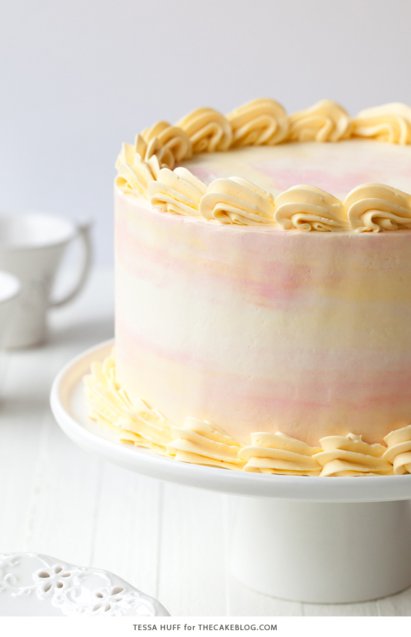 Lemon Honey Apricot Cake - lemon cake paired with honey buttercream and apricot jam | by Tessa Huff for TheCakeBlog.com