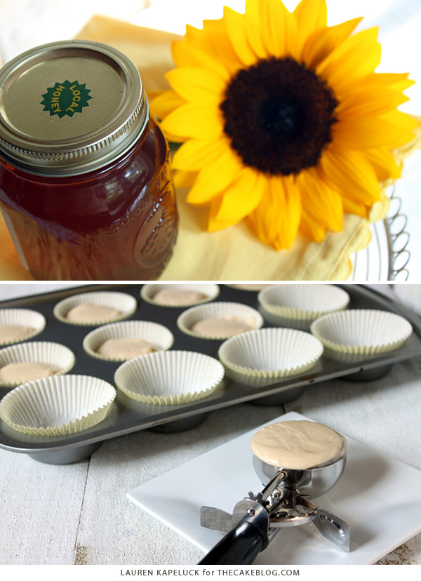 Honey Cupcakes with Honey Cream Cheese Frosting | by Lauren Kapeluck for TheCakeBlog.com