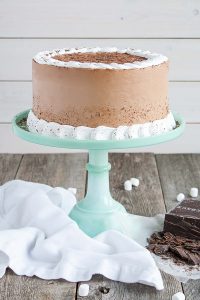 Hot Chocolate Cake with Homemade Marshmallow Fluff | by Olivia Bogacki for TheCakeBlog.com