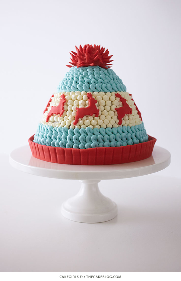 Winter Hat Cake - learn how to make this cozy cake that looks just like a knitted hat | by Cakegirls for TheCakeBlog.com