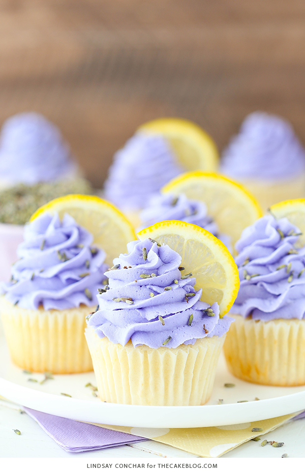 Lemon Lavender Cupcakes - easy lemon cupcakes with a light lavender frosting | by Lindsay Conchar for TheCakeBlog.com