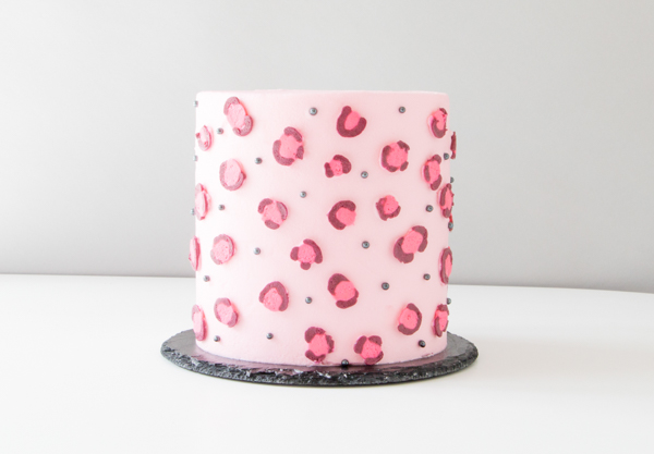 Leopard Print Buttercream Cake - how to make a pink leopard print cake using buttercream frosting | by Erin Gardner for TheCakeBlog.com