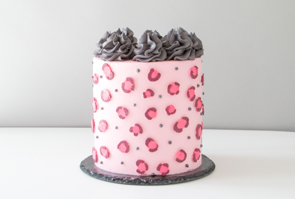 Leopard Print Buttercream Cake - how to make a pink leopard print cake using buttercream frosting | by Erin Gardner for TheCakeBlog.com