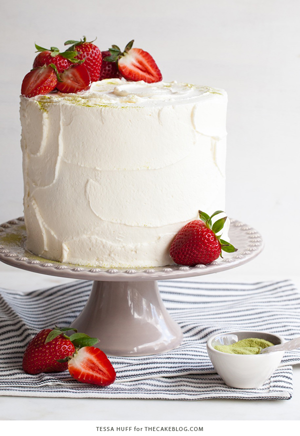 Matcha Strawberry Cake | by Tessa Huff for TheCakeBlog.com