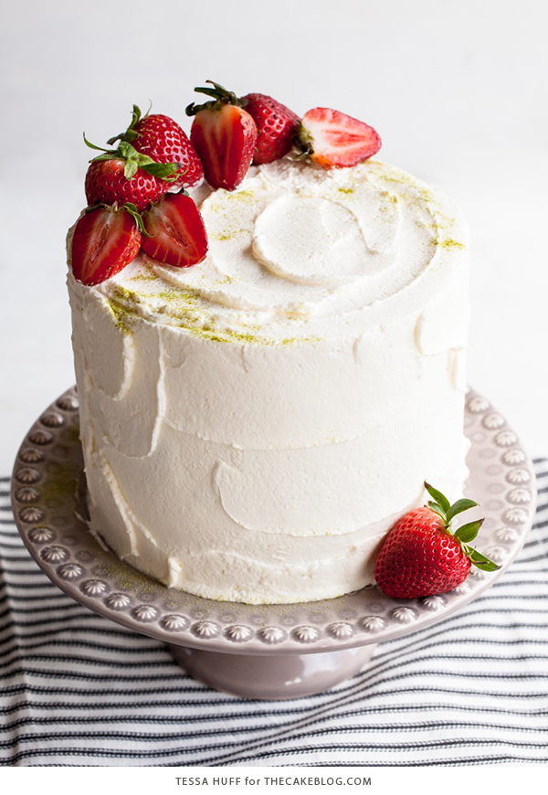 Matcha Strawberry Cake | by Tessa Huff for TheCakeBlog.com
