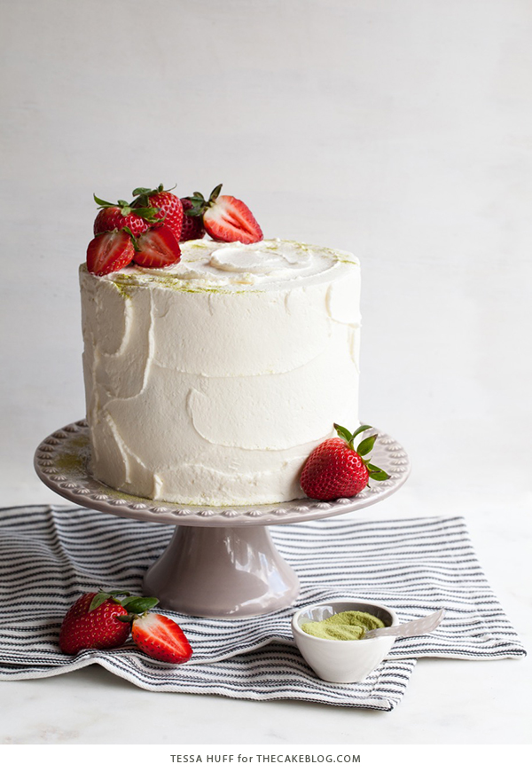 Matcha Strawberry Cake | by Tessa Huff for TheCakeBlog.com