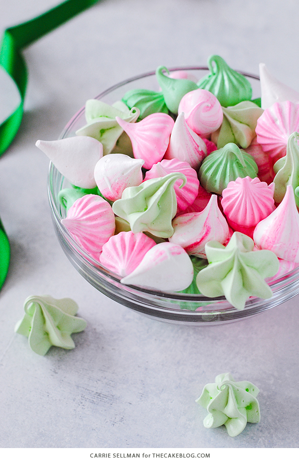 Meringue Kisses - melt in your mouth mini meringue cookies that are light as air, naturally low calorie, dairy free, gluten free and soy free | by Carrie Sellman for TheCakeBlog.com