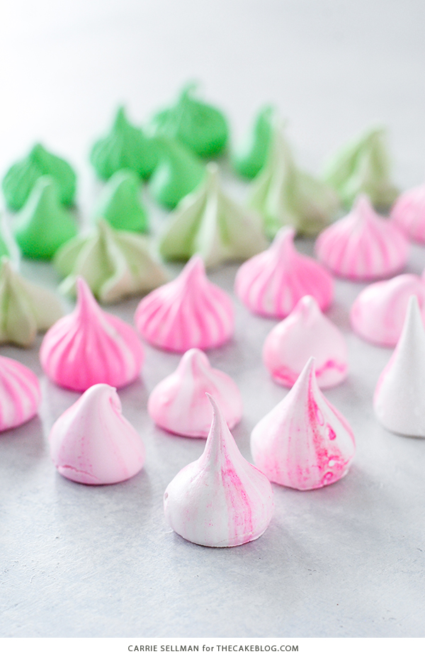 Meringue Kisses - melt in your mouth mini meringue cookies that are light as air, naturally low calorie, dairy free, gluten free and soy free | by Carrie Sellman for TheCakeBlog.com