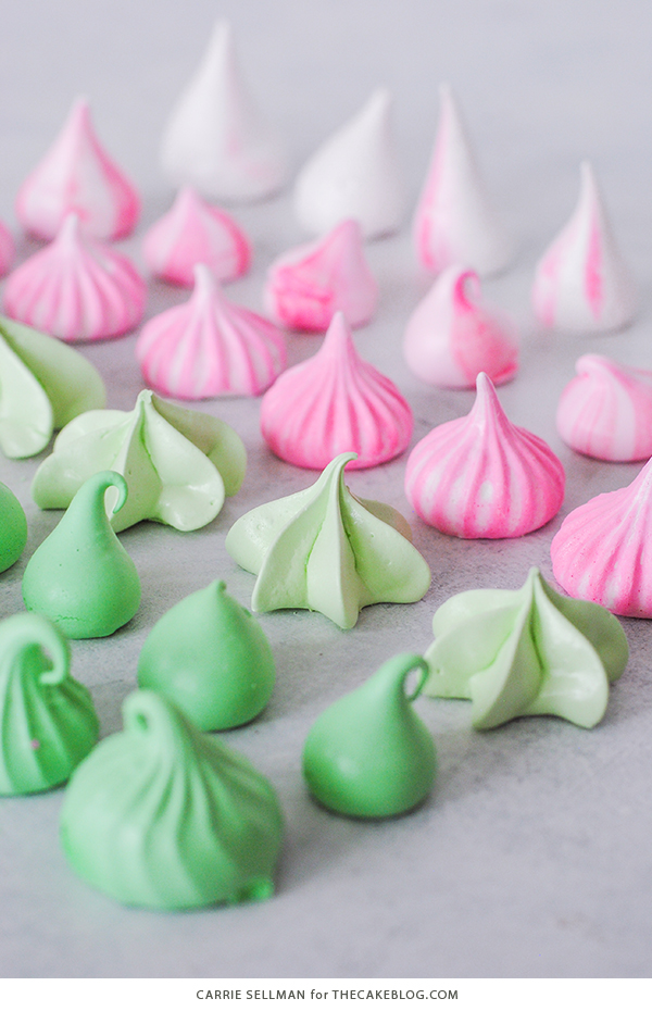 Meringue Kisses - melt in your mouth mini meringue cookies that are light as air, naturally low calorie, dairy free, gluten free and soy free | by Carrie Sellman for TheCakeBlog.com