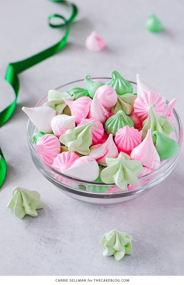 Meringue Kisses - melt in your mouth mini meringue cookies that are light as air, naturally low calorie, dairy free, gluten free and soy free | by Carrie Sellman for TheCakeBlog.com